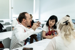 Engaged in thoughtful conversation